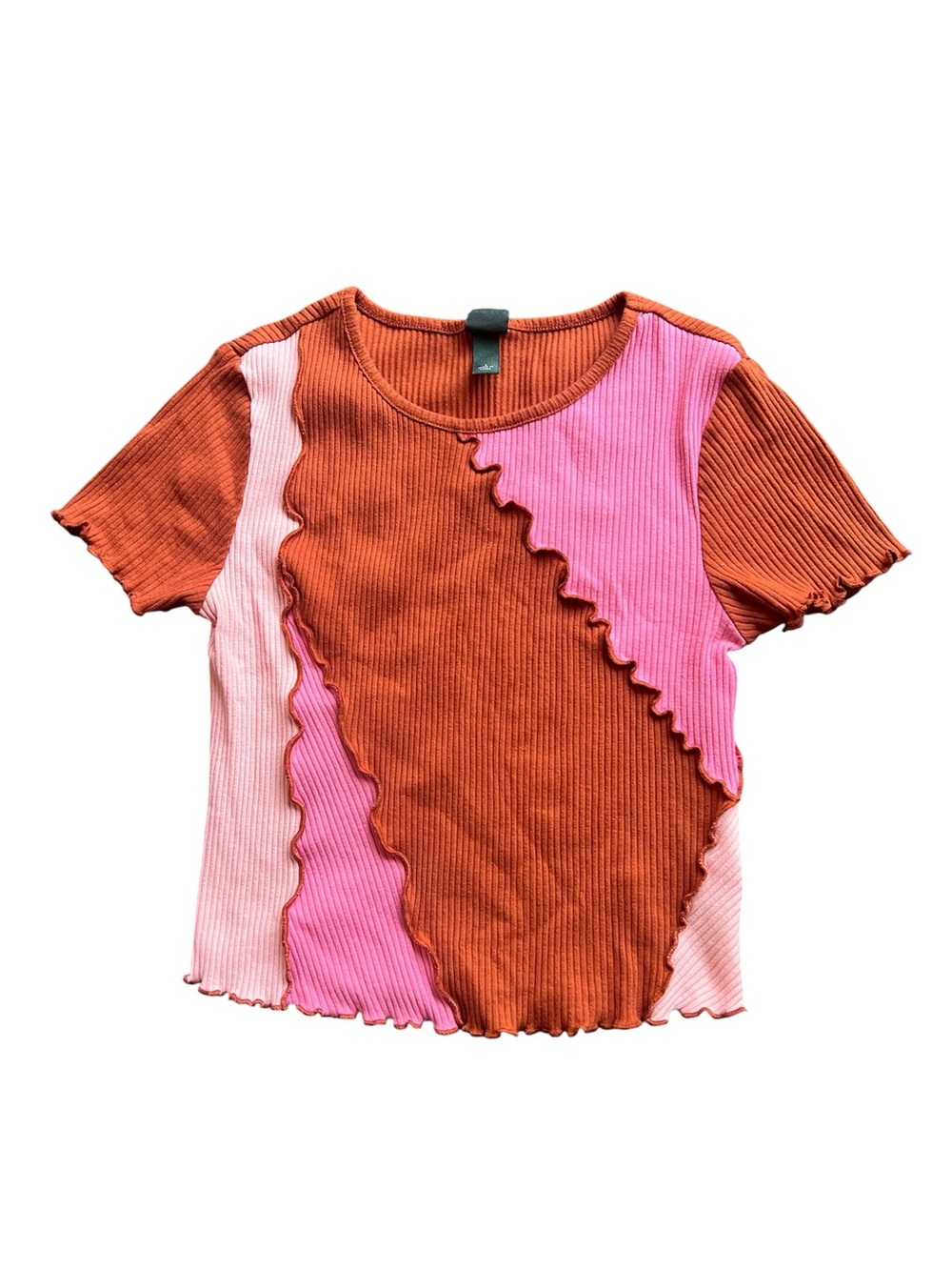 wild fable Rust, Hot Pink & Light Pink Ribbed Colorblock Tee